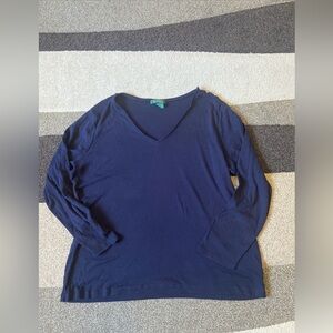 Lauren Ralph Lauren Women's Dark Navy Blue Long Sleeves Tee Size 2X